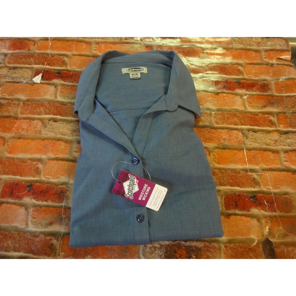 Edwards Womens 2XL blue top shirt blouse scotchguard moisture wicking NEW